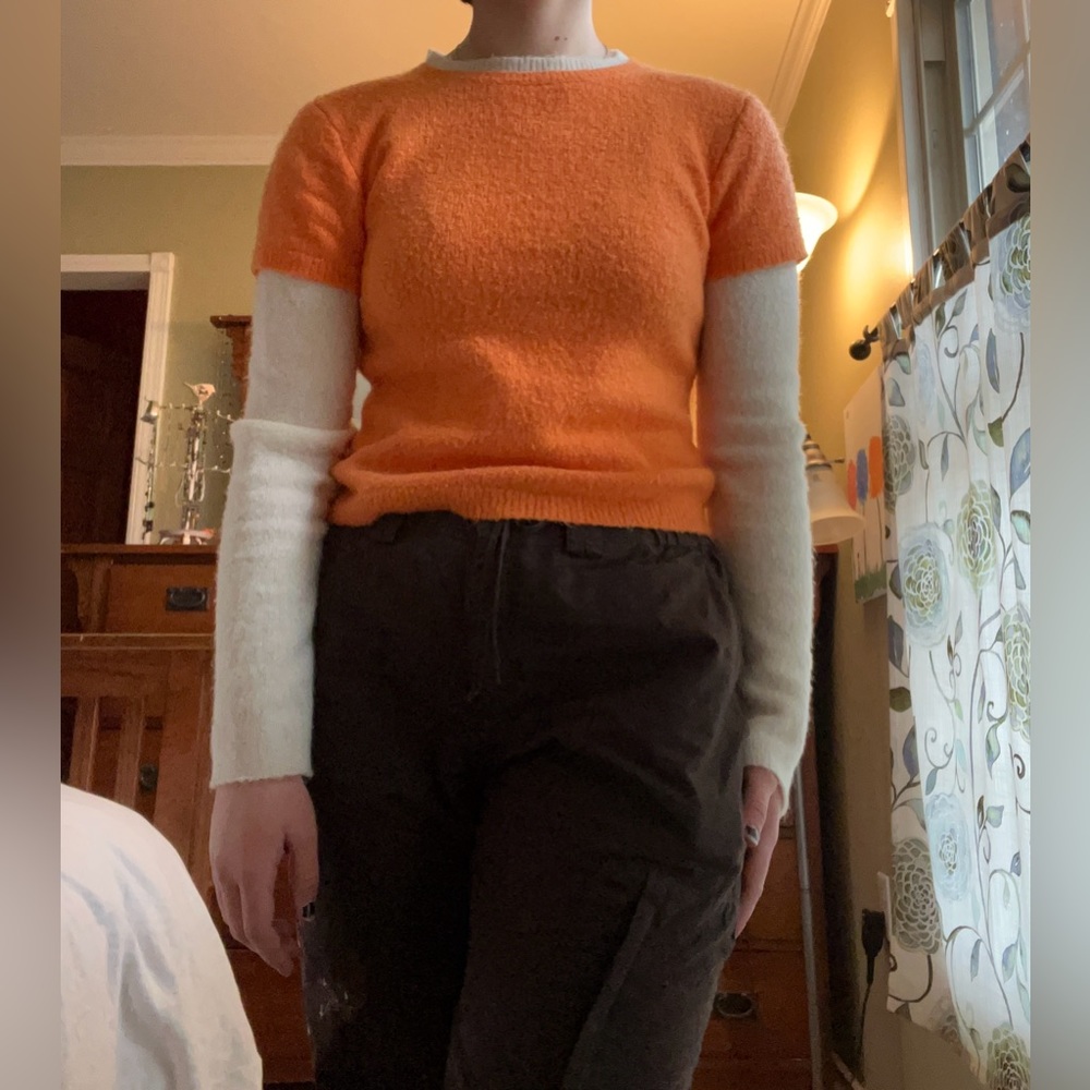 ✧Orange+white layer top✧